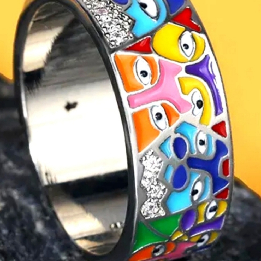 STERLING CIGAR BAND EVIL EYE RING 925 STERLING SIZE 7‎ * NWT*